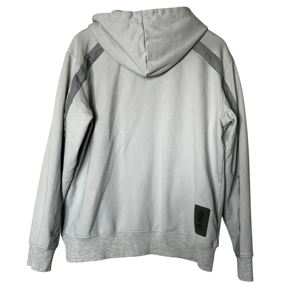 G Straw Raw Mens Relaxed Hooded‎ Sweatshirt Grey Micro Chip Size L Streetwear